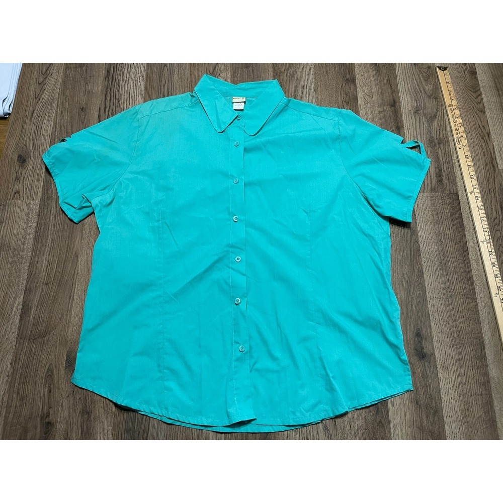 BocaBay Shirt, Women's Size XX, Teal, Button Up, Open Slit on Sleeves